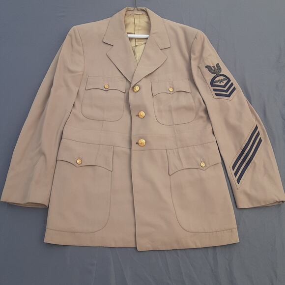 WWII Navy Beige Bullion Rate Aviation Storekeeper CPO Uniform Jacket 42 Reg - Picture 1 of 10